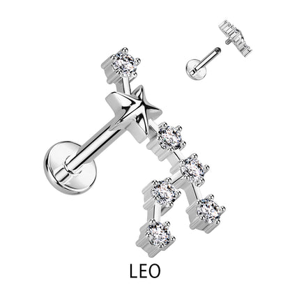 Silver CZ Zodiac Constellation Labret Stud