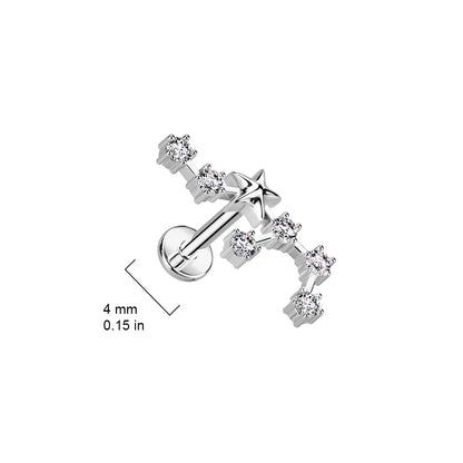 Silver CZ Zodiac Constellation Labret Stud