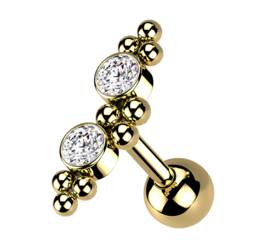 Multi-bead Double Jewelled Cluster Labret