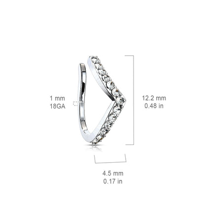 CZ Lined Chevron Non Piercing Cuff