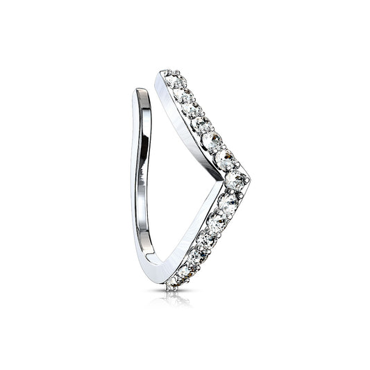CZ Lined Chevron Non Piercing Cuff