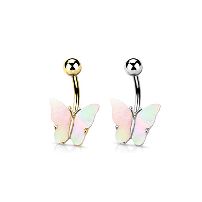 Shell Covered Butterfly Navel Bar