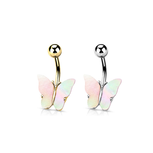 Shell Covered Butterfly Navel Bar