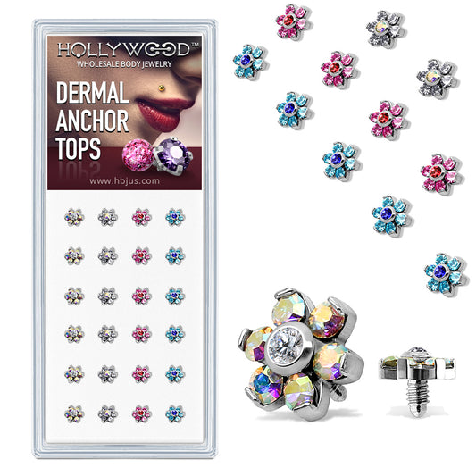 Assorted Gem Set Flower Dermal Top