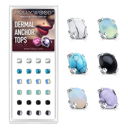Semi Precious Stone Prong Set Dermal Top