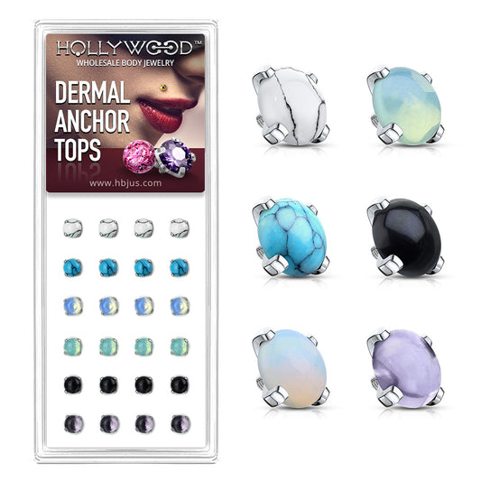 Semi Precious Stone Prong Set Dermal Top