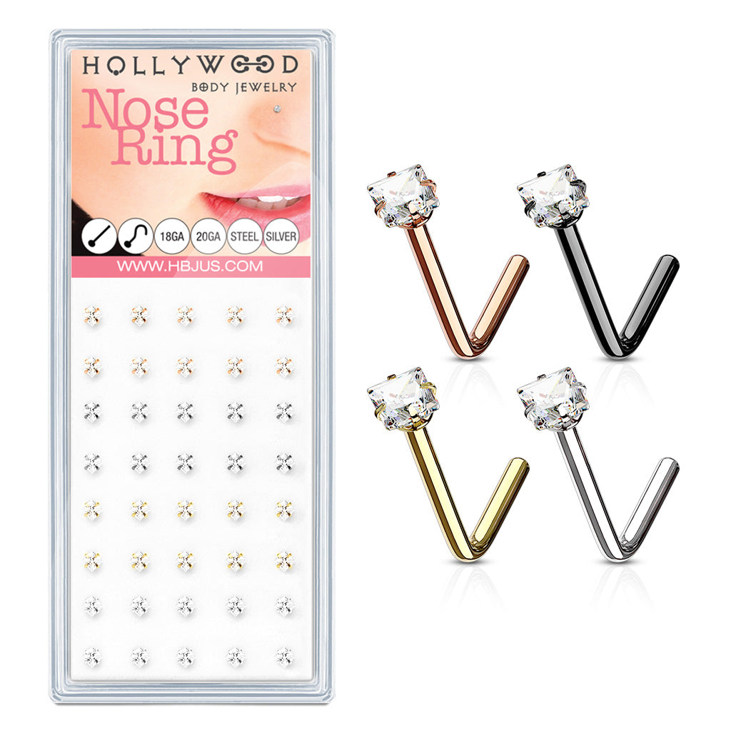 CZ Square Tops Nostril Stud