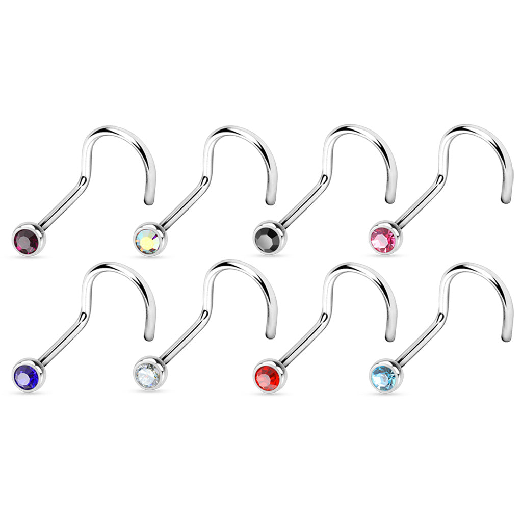 Mixed Gem Nose Corkscrew