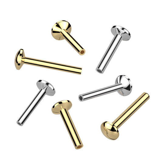 16g Surgical Steel Threadless Push In Flat Back Stud Labret Post