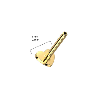 16g Titanium Threadless Push In Heart Flat Back Stud Labret Post