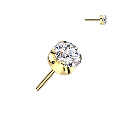 Threadless Push In Prong Set Round CZ Top
