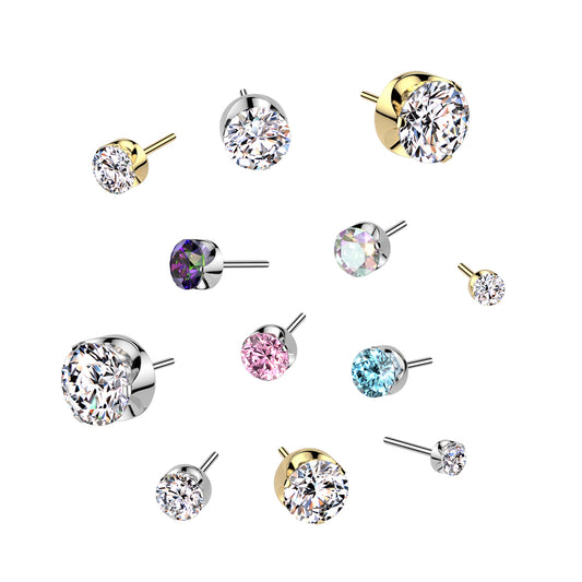 Threadless Push In Prong Set Round CZ Top