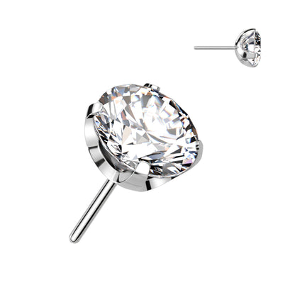 Threadless Push-in CNC Cut Round Back Claw Set CZ Top