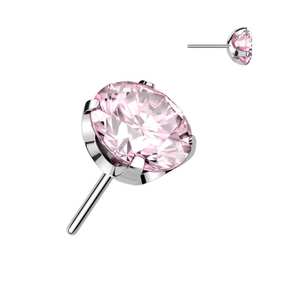 Threadless Push-in CNC Cut Round Back Claw Set CZ Top