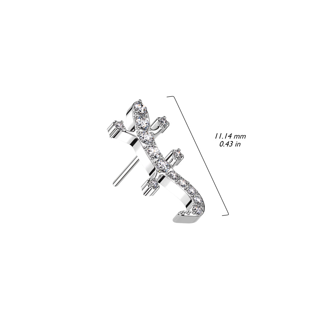 Threadless Push In CNC Set CZ Lizard Top