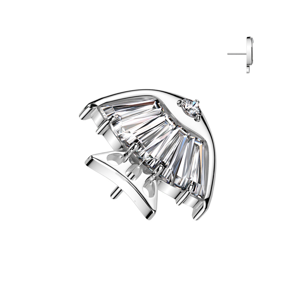 Threadless Push In 4 Baguette CZ or Opal Fish Body With CZ Eye Top