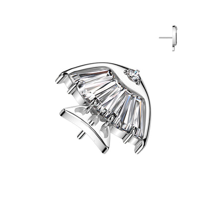 Threadless Push In 4 Baguette CZ or Opal Fish Body With CZ Eye Top
