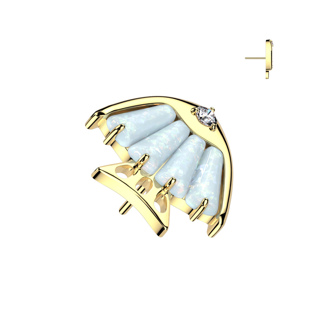 Threadless Push In 4 Baguette CZ or Opal Fish Body With CZ Eye Top