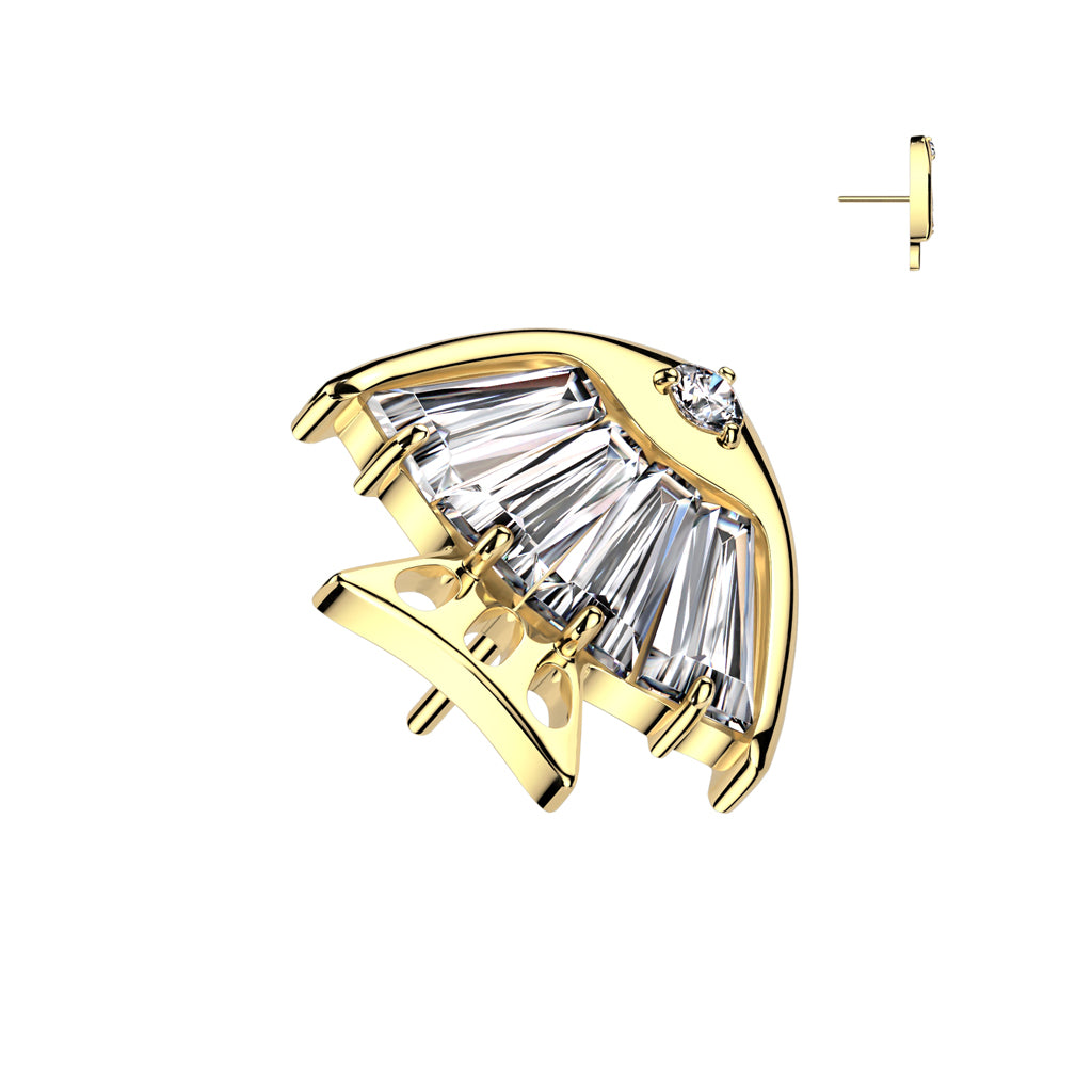 Threadless Push In 4 Baguette CZ or Opal Fish Body With CZ Eye Top