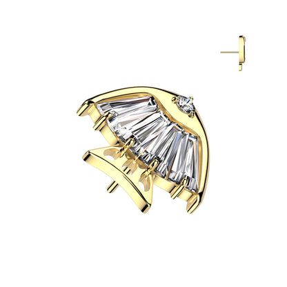 Threadless Push In 4 Baguette CZ or Opal Fish Body With CZ Eye Top