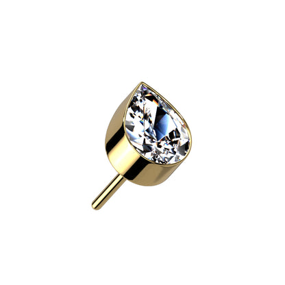 Threadless Push-in Bezel Set Teardrop CZ Top