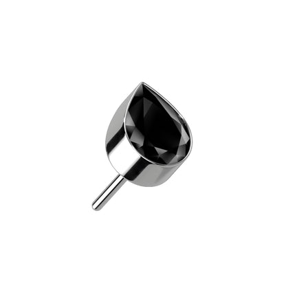Threadless Push-in Bezel Set Teardrop CZ Top