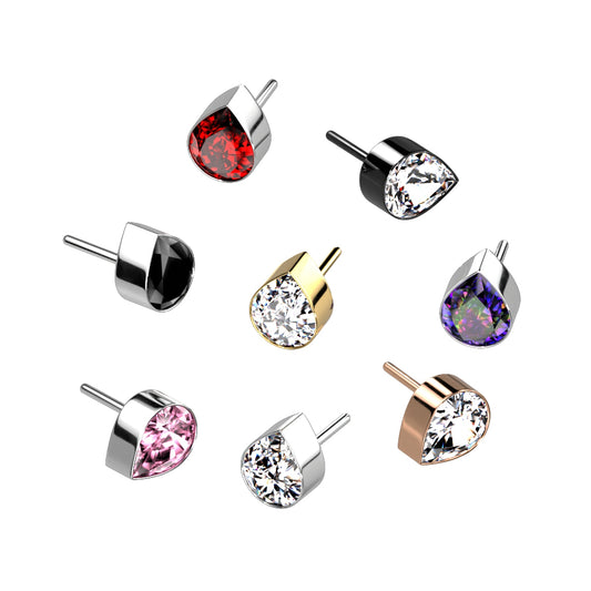 Threadless Push-in Bezel Set Teardrop CZ Top