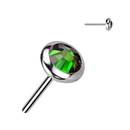Threadless Push-in Round Flat Bezel Set CZ or Opal Top