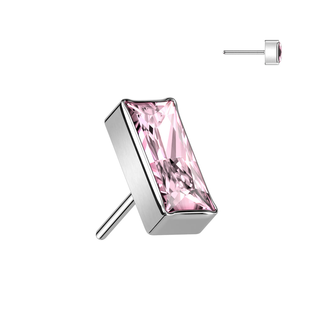 Threadless Push In Rectangular CZ Top