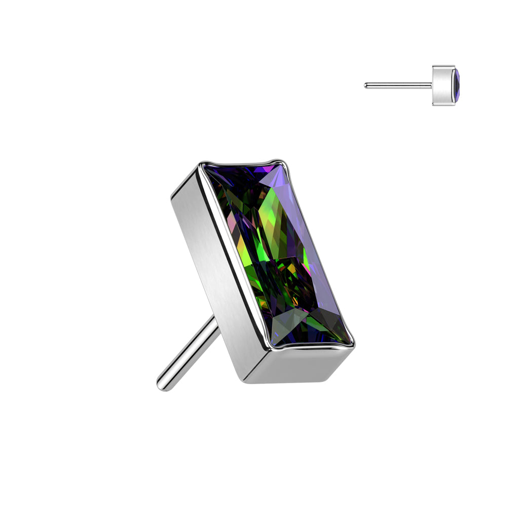 Threadless Push In Rectangular CZ Top