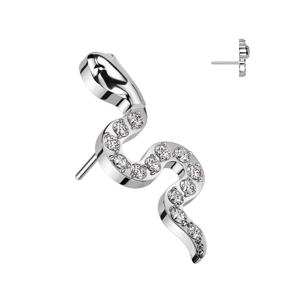 Threadless Push In CZ Pave Snake Top
