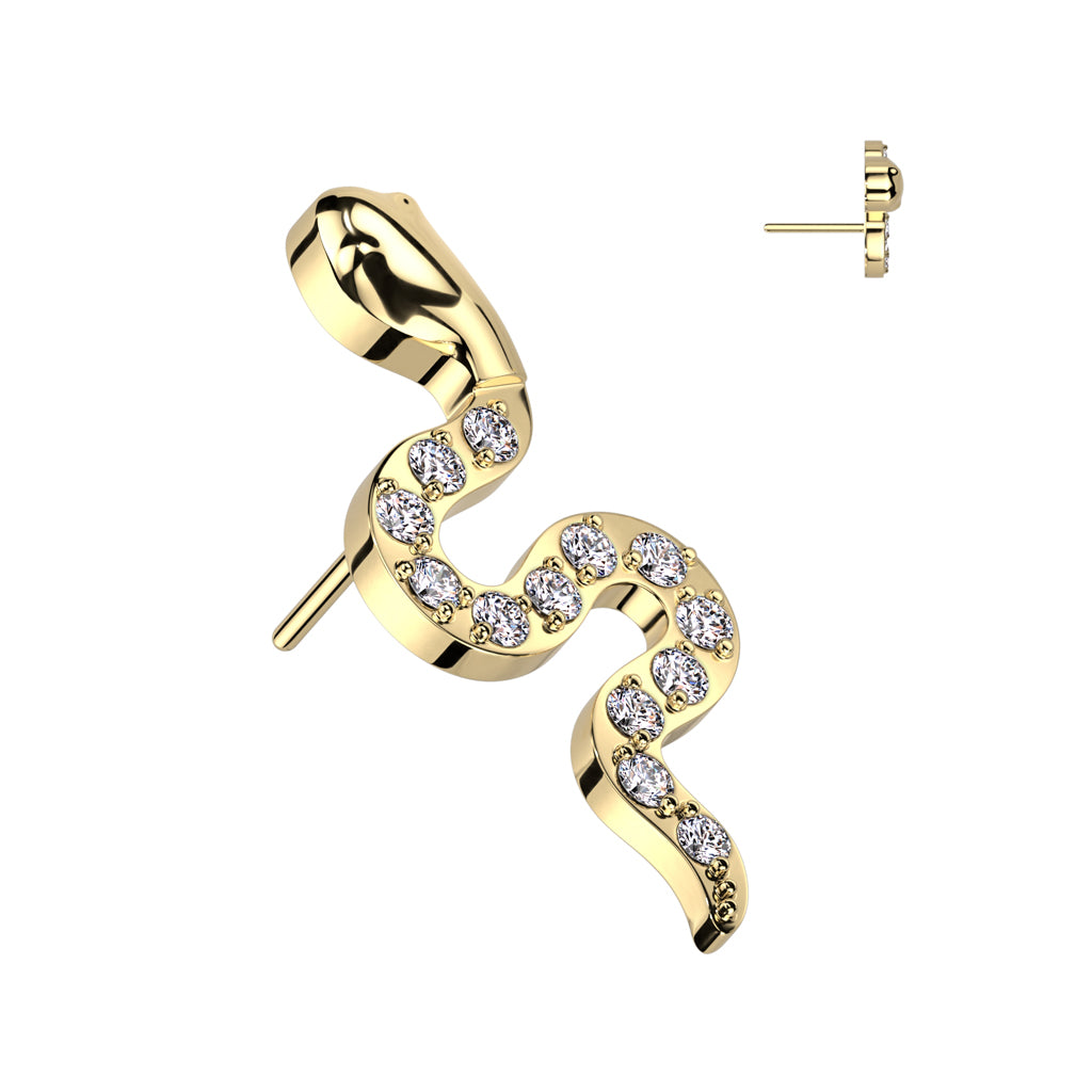 Threadless Push In CZ Pave Snake Top