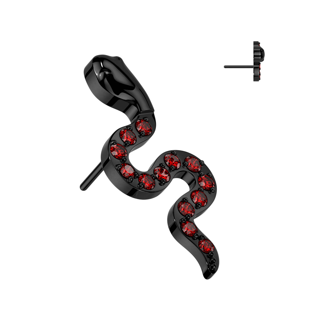 Threadless Push In CZ Pave Snake Top