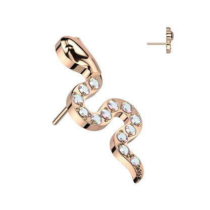 Threadless Push In CZ Pave Snake Top