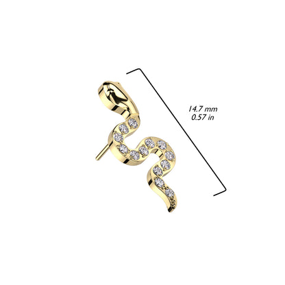 Threadless Push In CZ Pave Snake Top