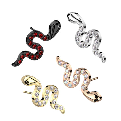 Threadless Push In CZ Pave Snake Top