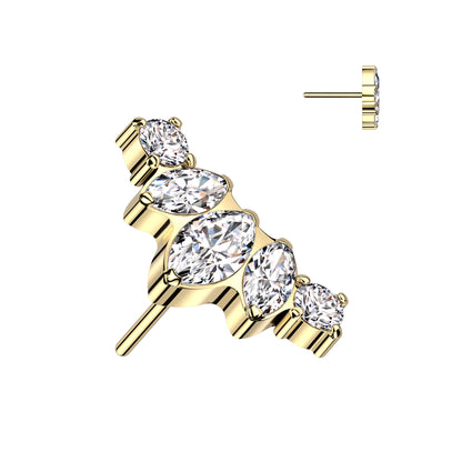 Threadless Push In Marquise and Round CZ Fan Top