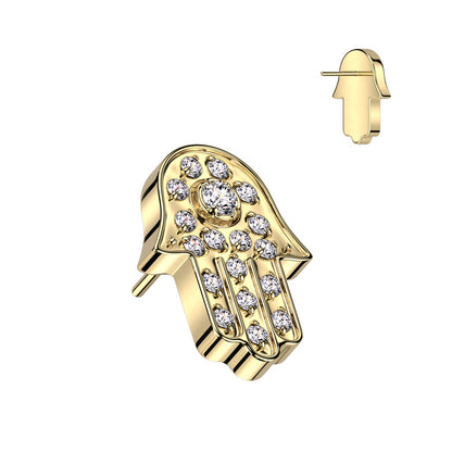 Threadless Push In Hamsa Pave CZ Top