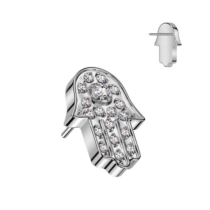 Threadless Push In Hamsa Pave CZ Top