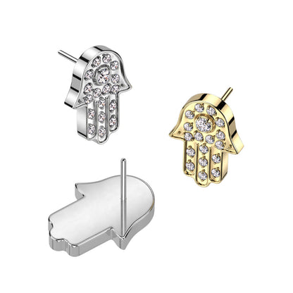 Threadless Push In Hamsa Pave CZ Top