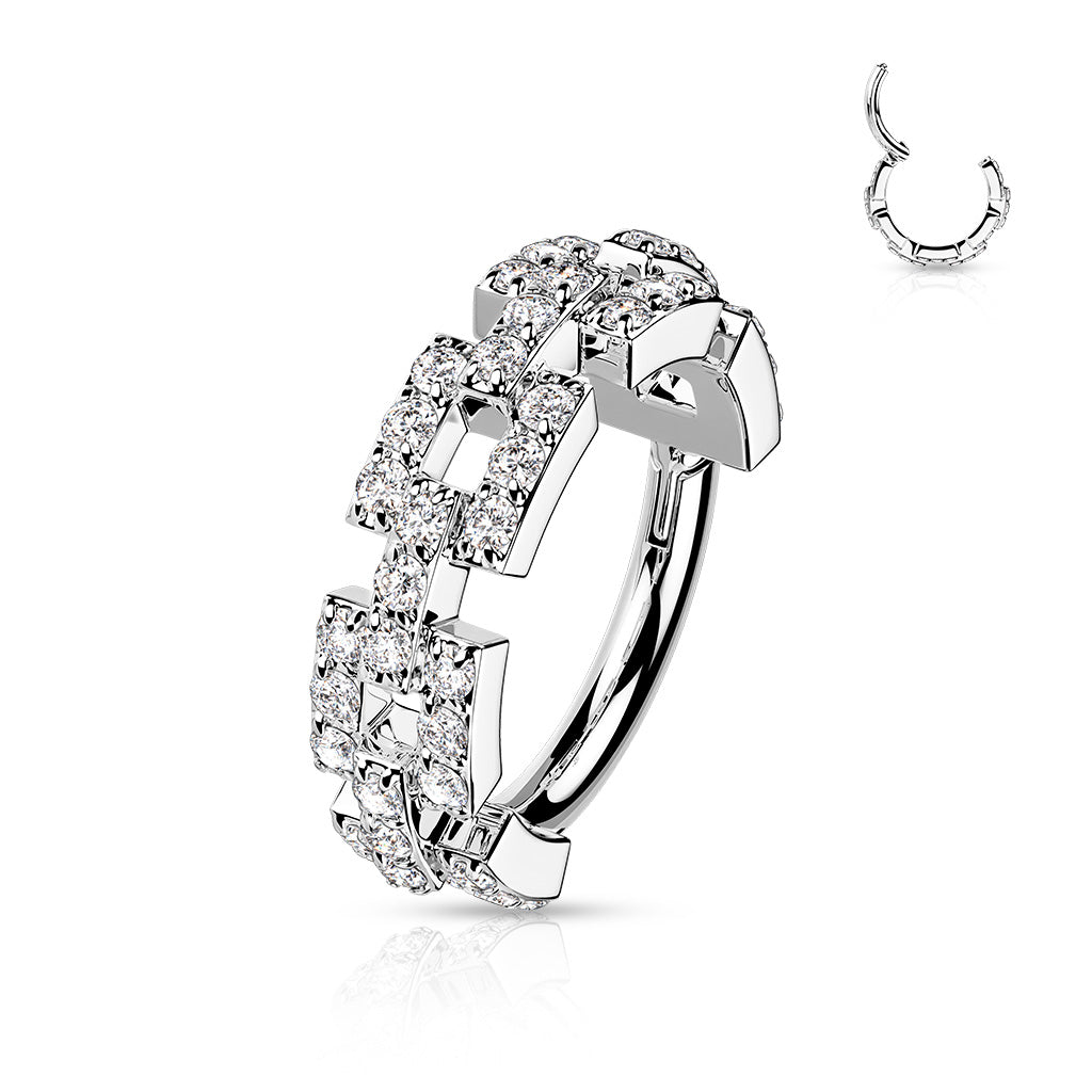 High Quality Precision with CZ Pave Square Links / Chain