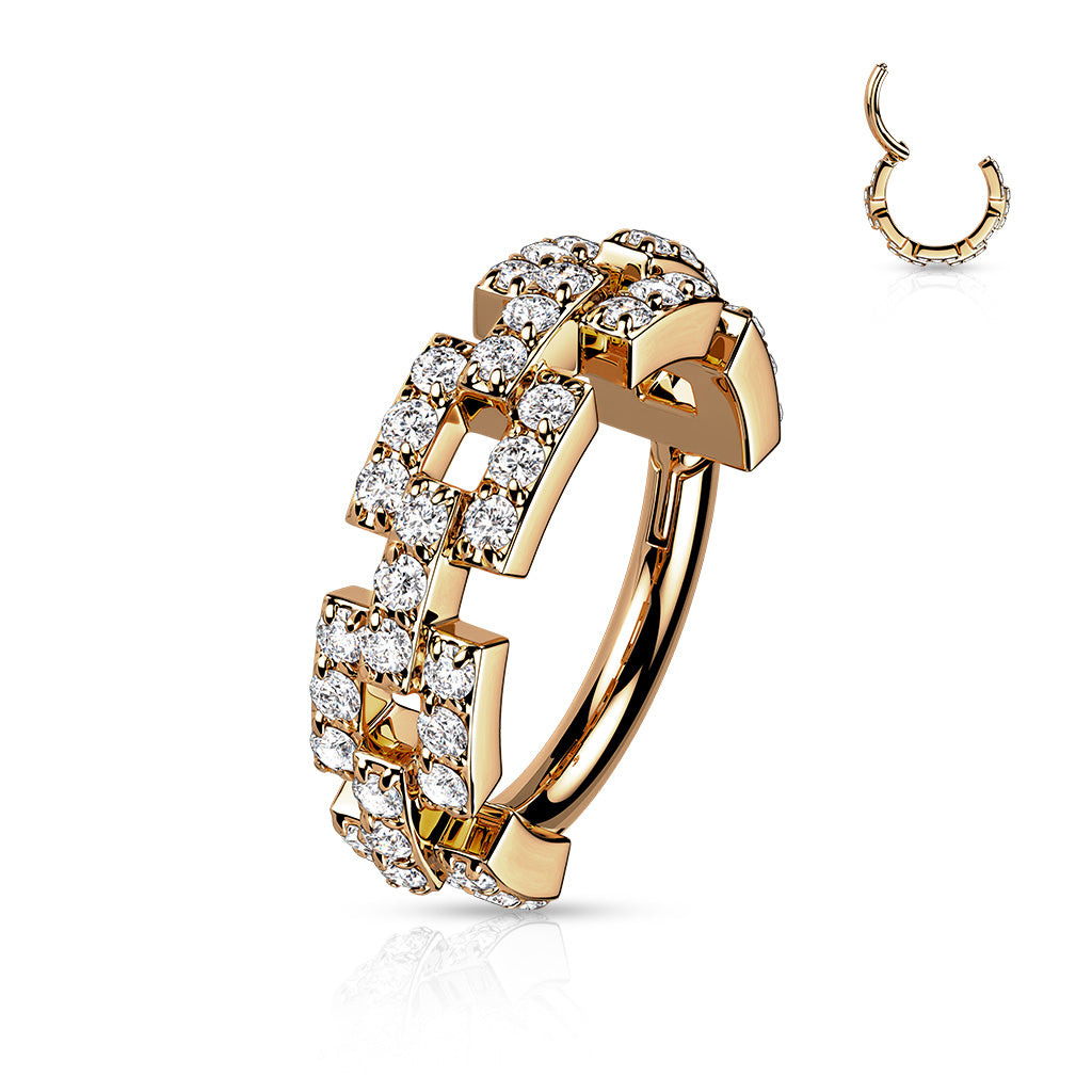 High Quality Precision with CZ Pave Square Links / Chain