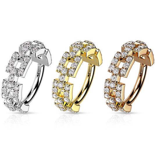 High Quality Precision with CZ Pave Square Links / Chain