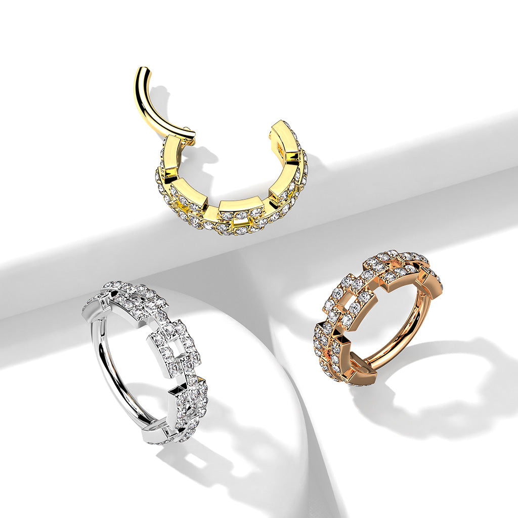 High Quality Precision with CZ Pave Square Links / Chain