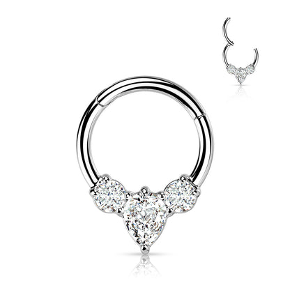 High Quality Precision Hinged Segment with Pear CZ between 2 Round CZ