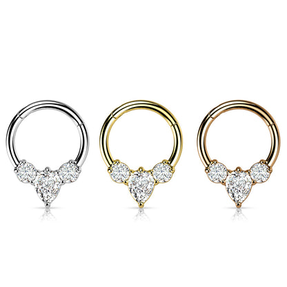 High Quality Precision Hinged Segment with Pear CZ between 2 Round CZ