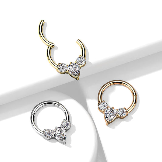 High Quality Precision Hinged Segment with Pear CZ between 2 Round CZ