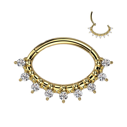 Oval Hinged Segment Ring with Front Facing Multiple CZ Fan