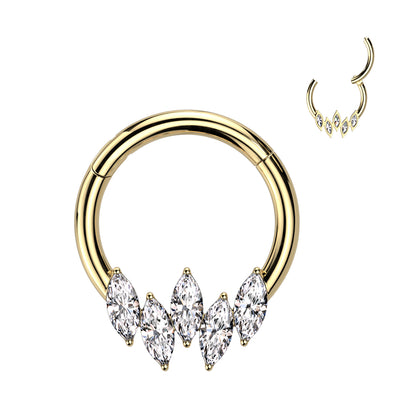 High Quality Precision 5 Marquise CZ Segment Ring