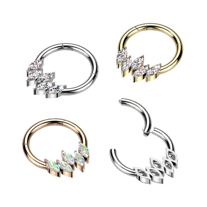 High Quality Precision 5 Marquise CZ Segment Ring